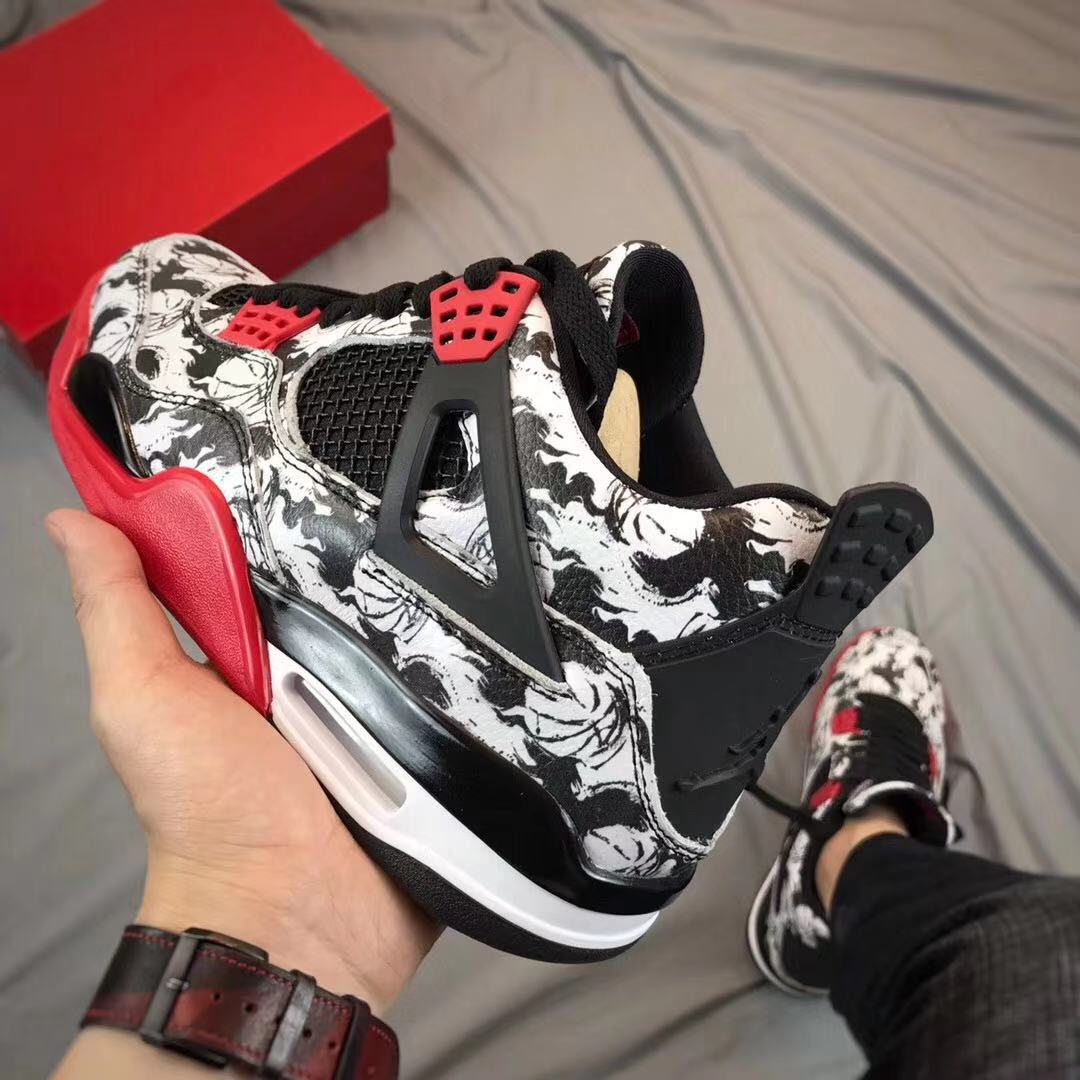 Jordan Air Jordan 4 Tattoo Black White Red Sneakers