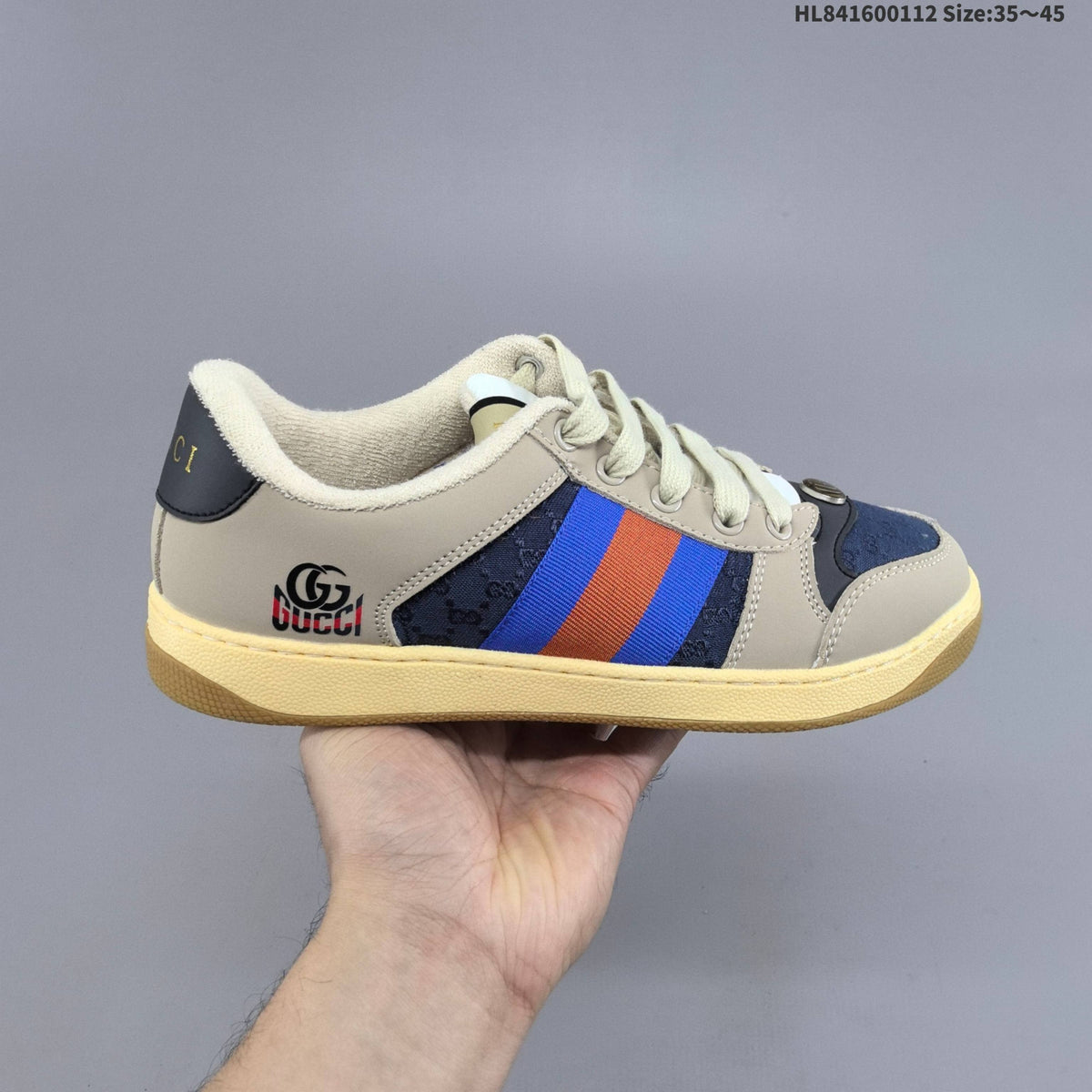 Gucci Screener Distressed Low-Top Sneakers