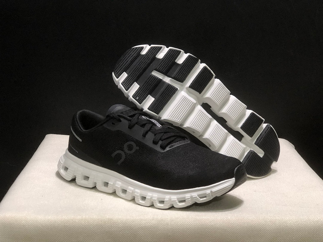 On Cloud 6 Push Sneakers, Black and White