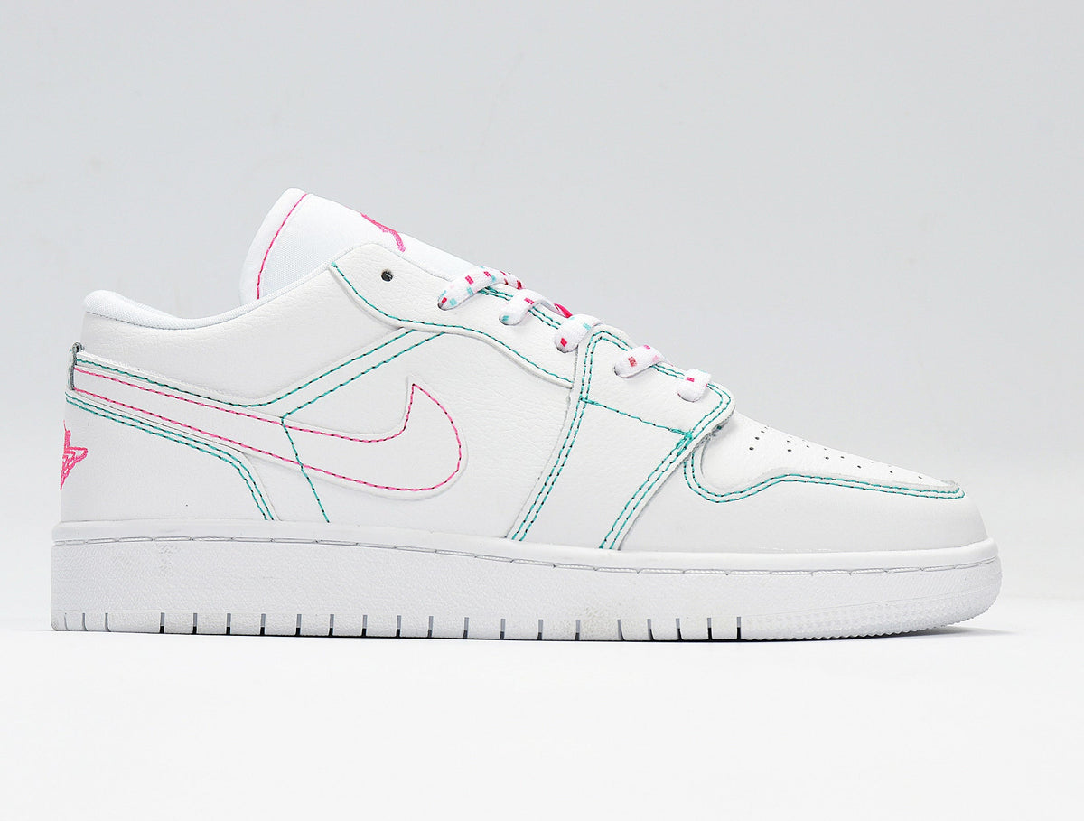 Jordan 1 Low White Pink Sneakers Style 554723-101