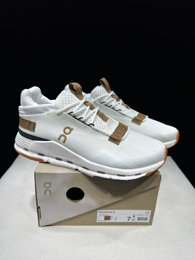 On Cloudnova 2 Sneakers, Ivory and Brown