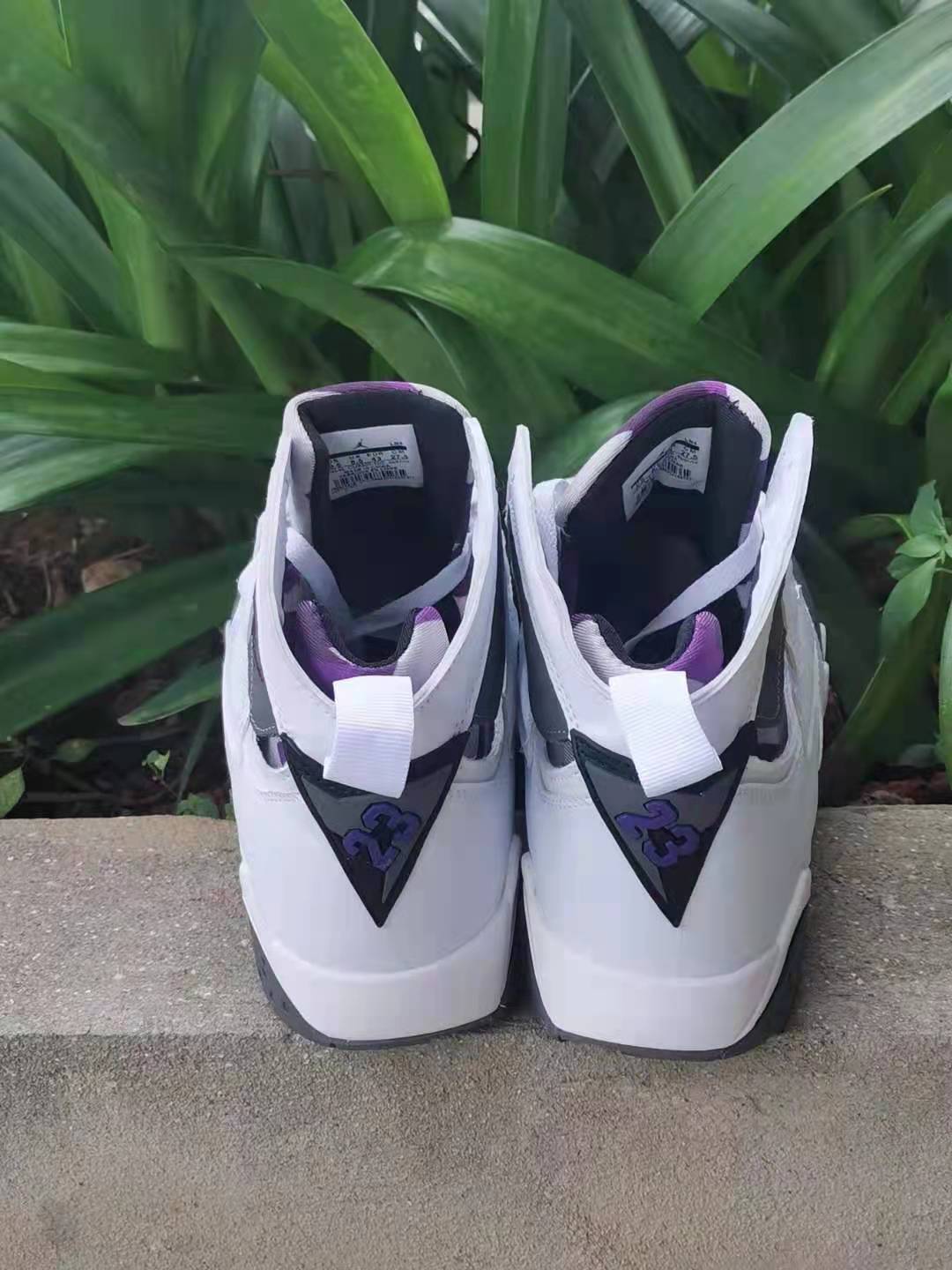 Jordan 7 Retro Sneakers in White, Dark Gray and Purple