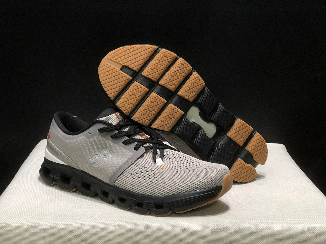 On Cloud X 4 Sneakers in Fog and Black