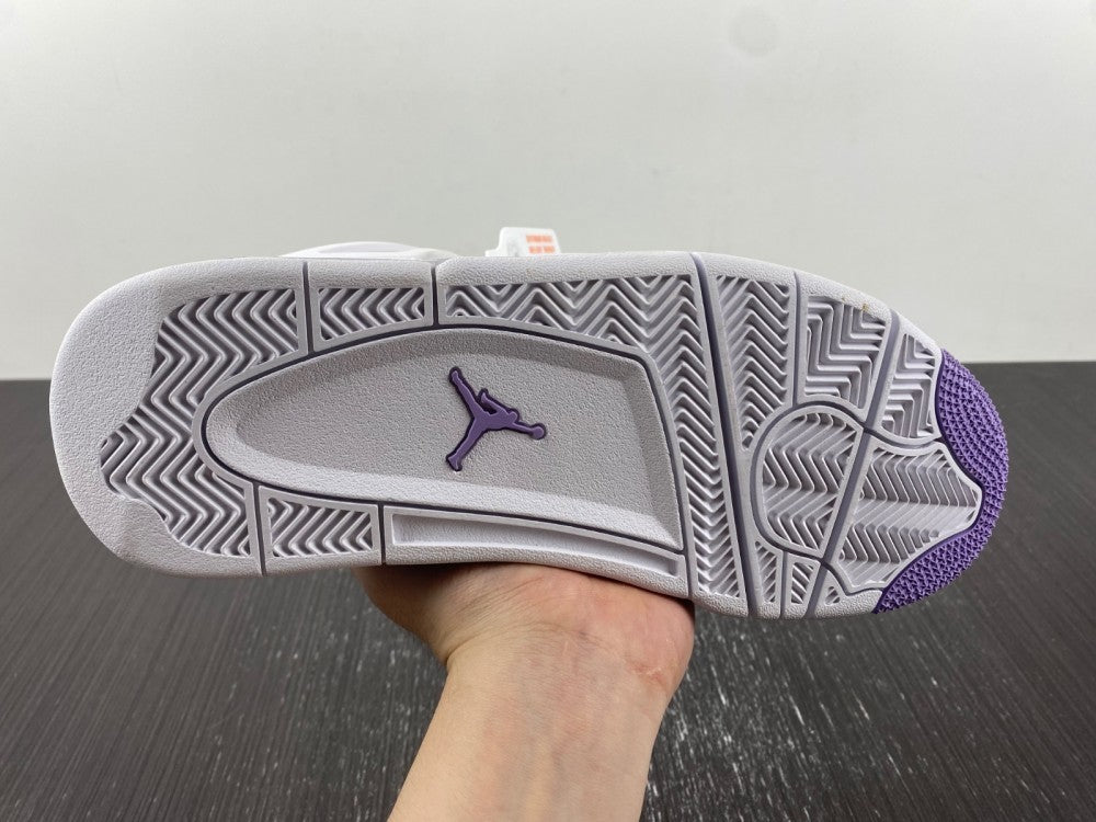 Air Jordan 4 Retro White and Purple Sneakers CT8527-115
