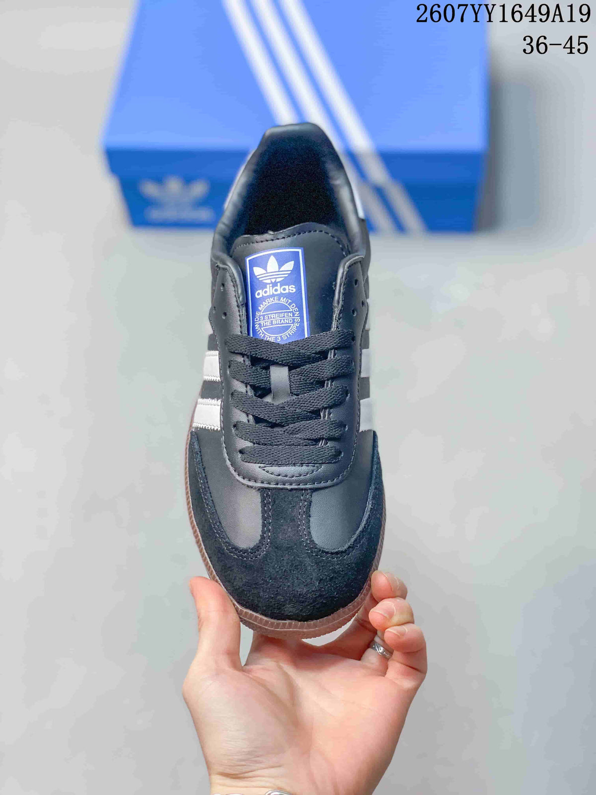 adidas Samba Low-Top Sneakers Black White Gum Sole 2607YY1649A19