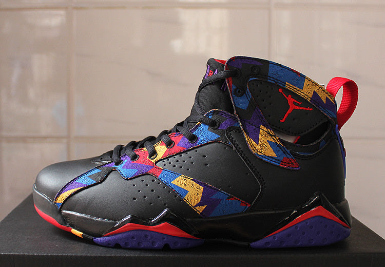 Air Jordan 7 Retro Black Colorful High-Top Sneakers