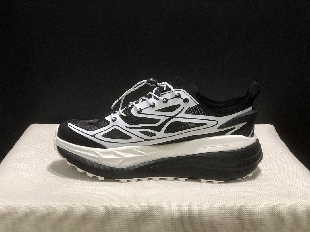 HOKA Stinson One 7 Black and White Trail Sneakers