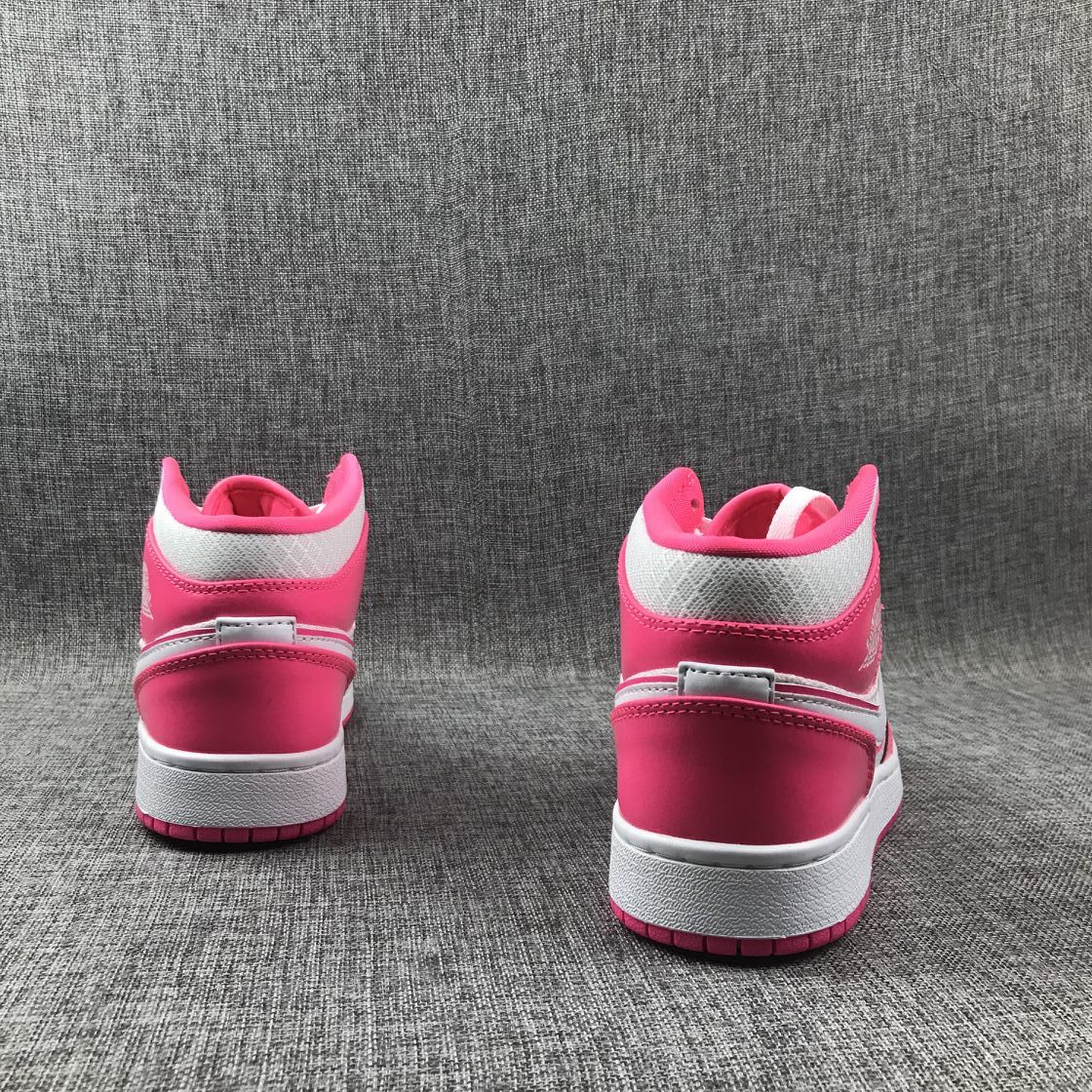 Air Jordan 1 Mid White Pink Sneakers 555112-611