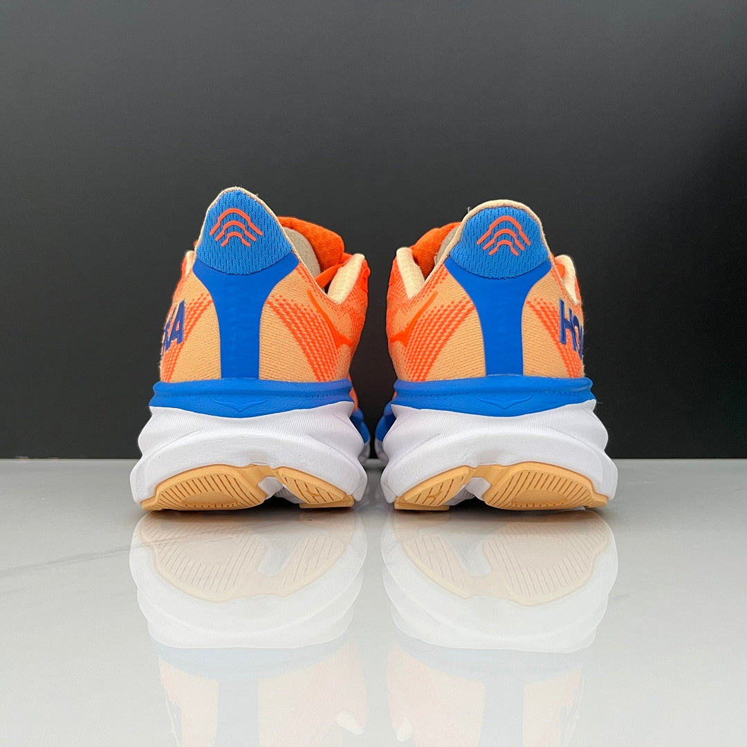 HOKA Clifton 9 Running Shoes, Orange and Blue
