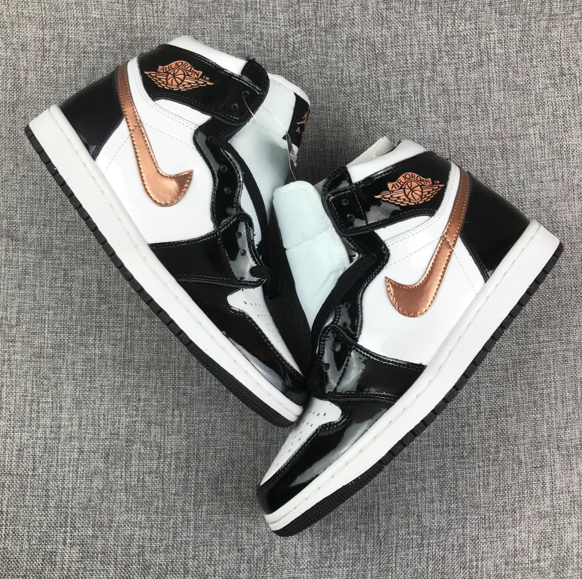 Air Jordan 1 High Black, White and Bronze Sneakers