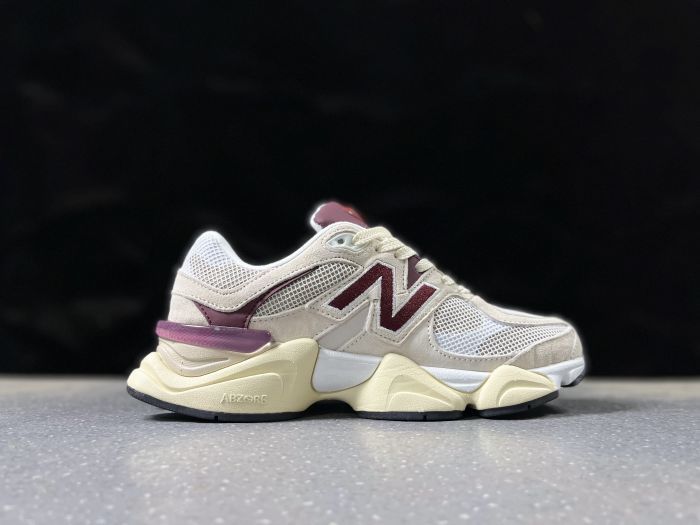New Balance 9060 Sneakers in Cream and Burgundy