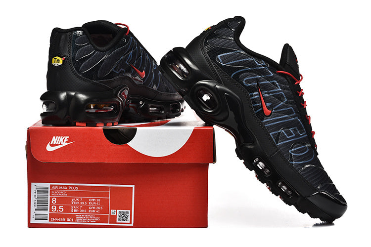 Nike Air Max Plus Black Graphic Sneakers Red Accents