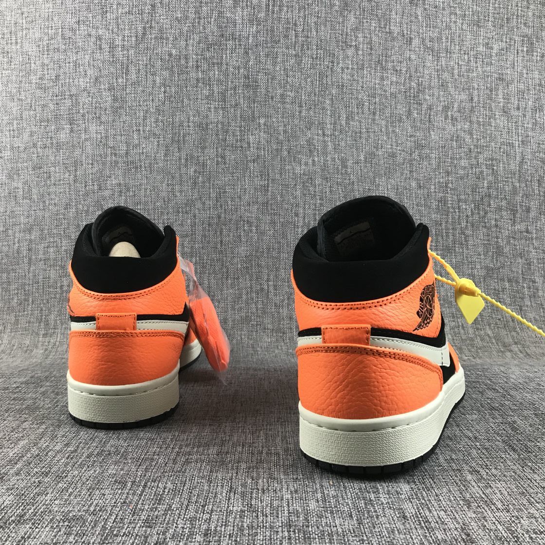 Air Jordan 1 Mid Shattered Backboard Sneakers, Black and Orange