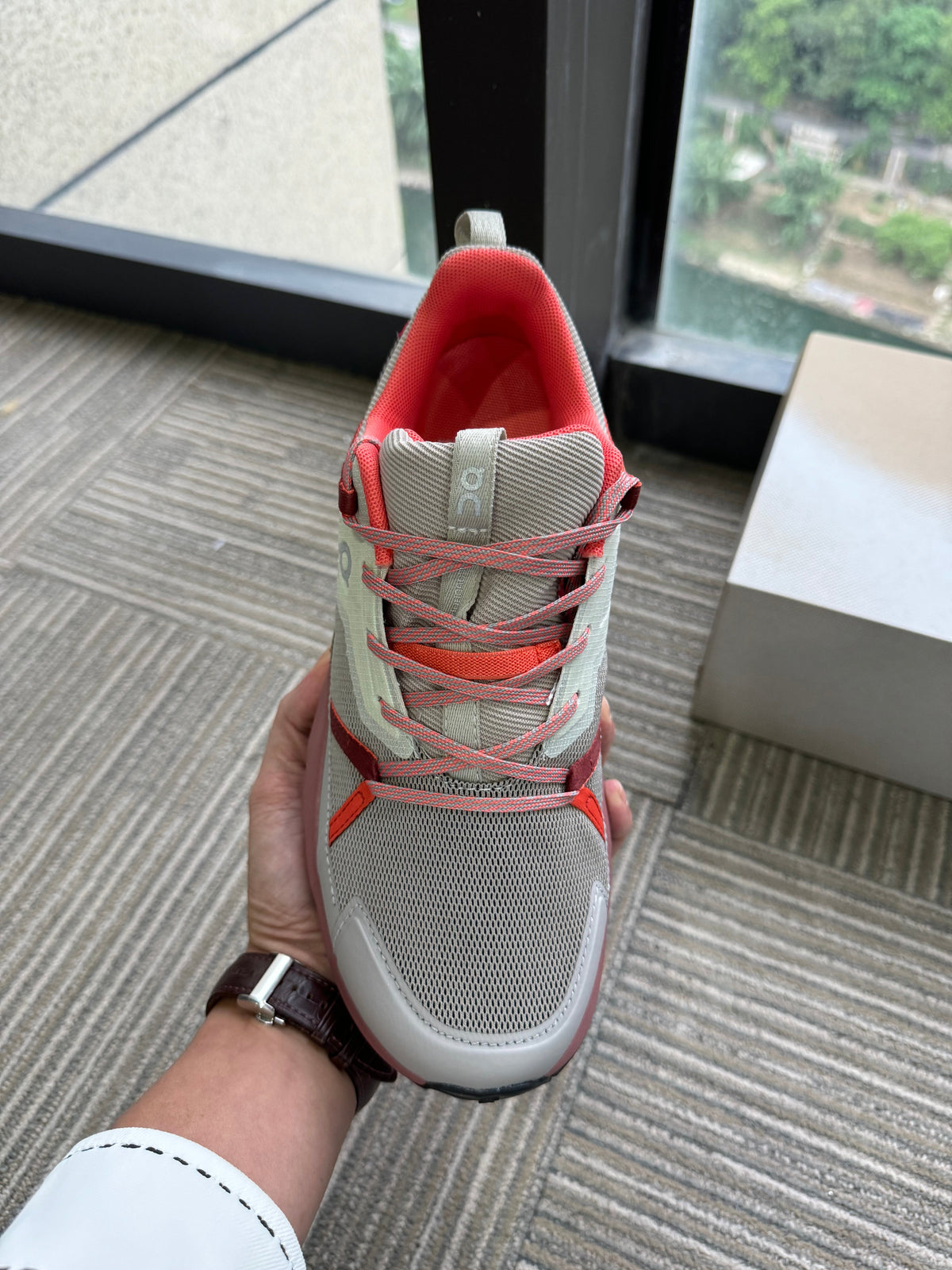 On Running Cloudmonster 5 Sneakers in Pink and Gray