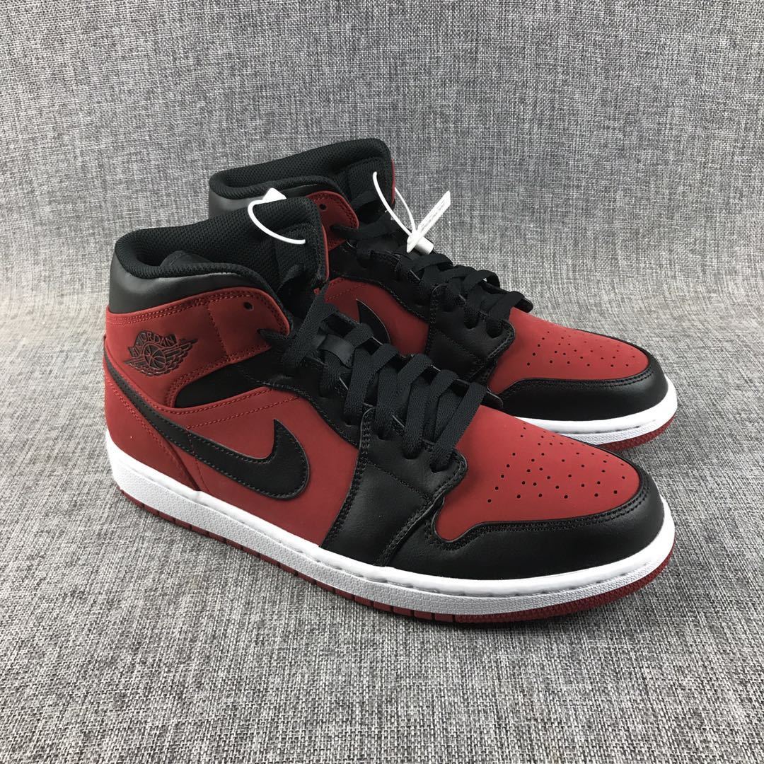 Air Jordan 1 Mid Sneakers in Red, Black and White