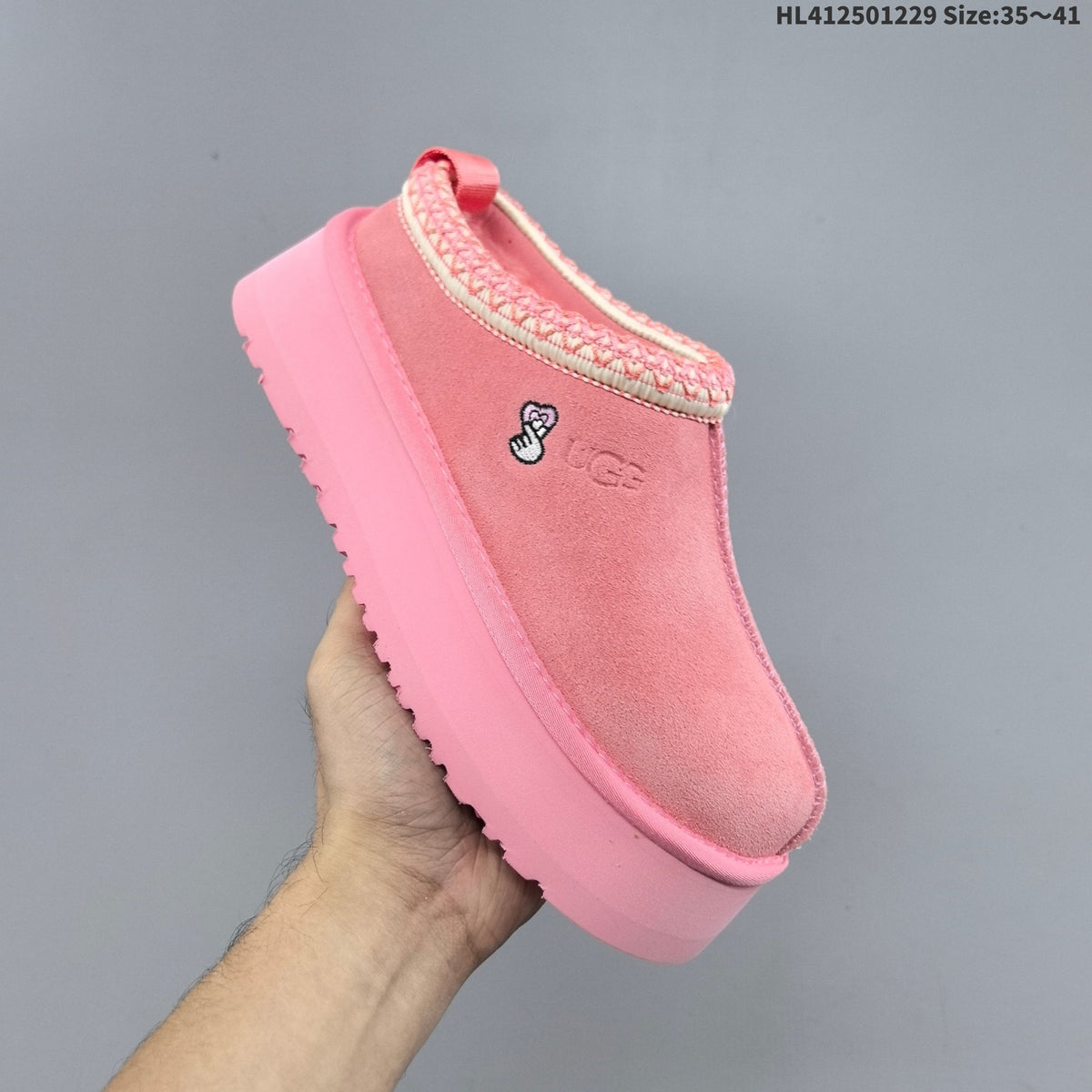 UGG Tazz Platform Slip-On Slippers in Beige and Pink
