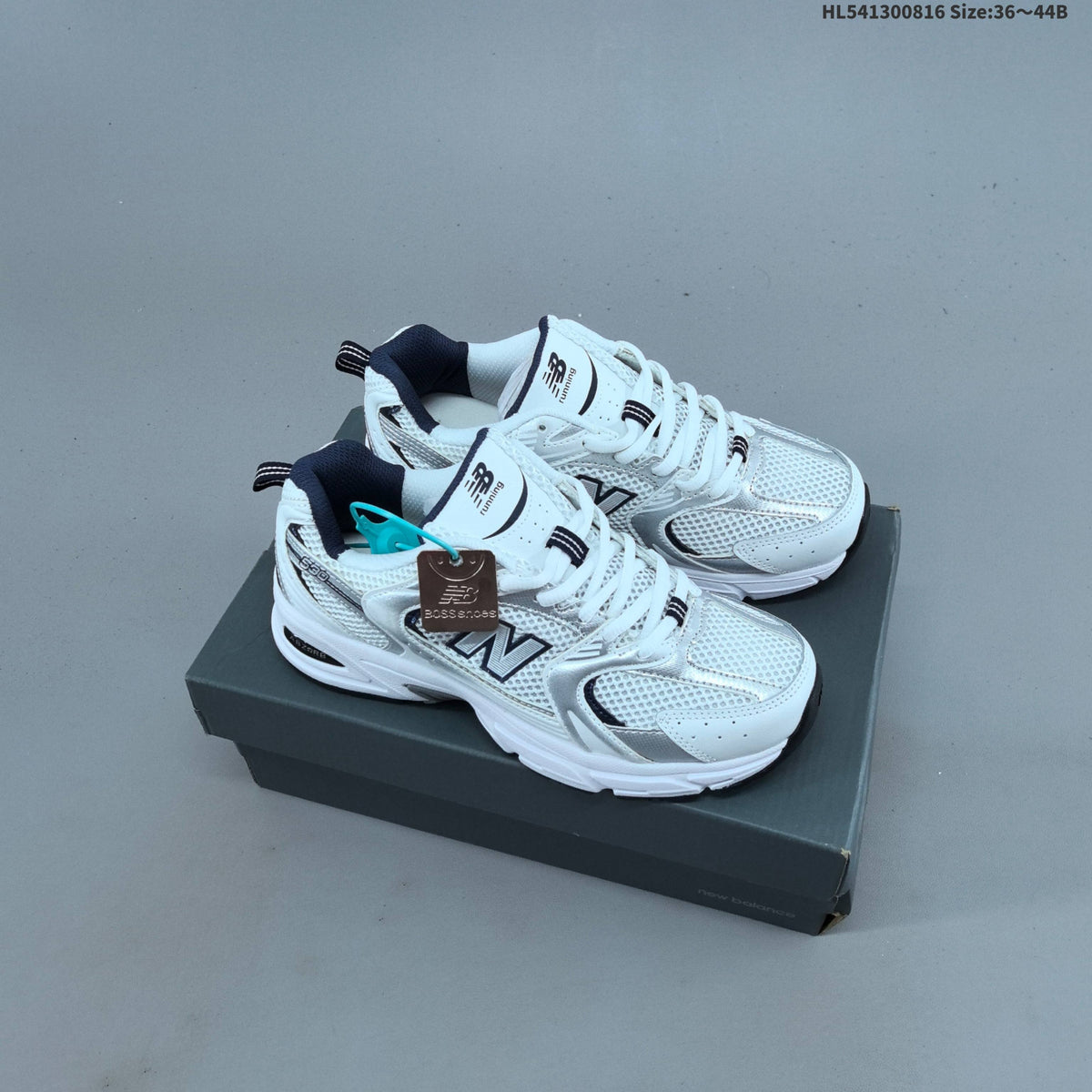 New Balance 530-Style Mesh Sneakers in White and Silver
