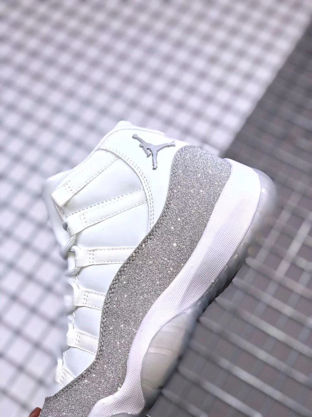 Jordan Air Jordan 11 White Glitter High-Top Sneakers