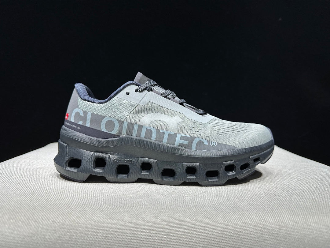 On Cloudmonster Running Shoes in Eclipse and Magnet