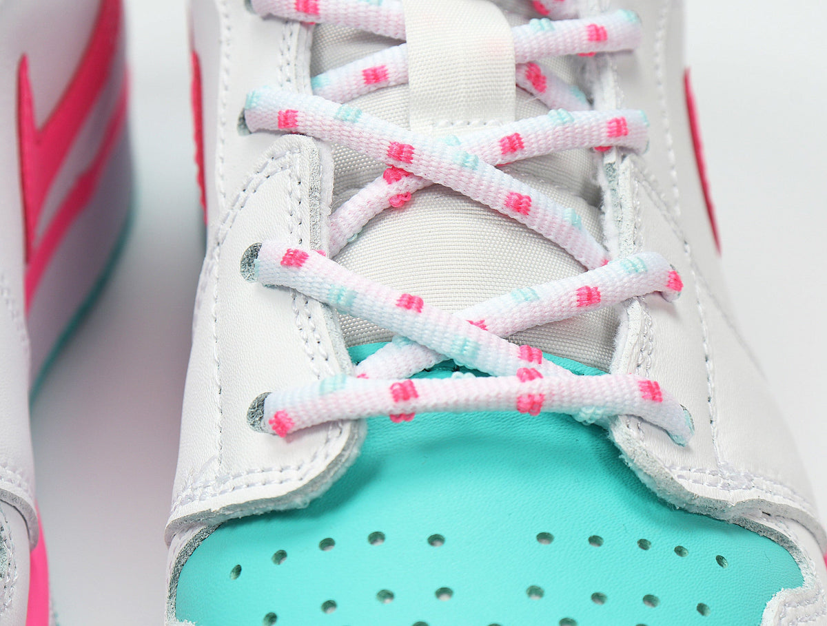 Jordan 1 Mid Sneakers White Pink Aqua 555112-102