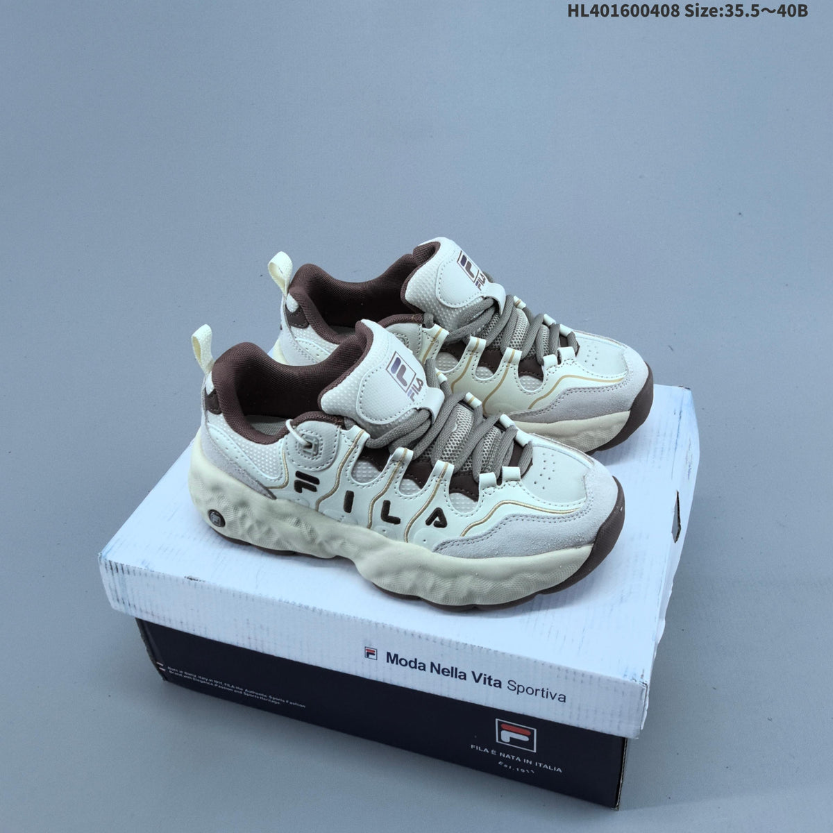 FILA Chunky Sneakers in Cream and Brown