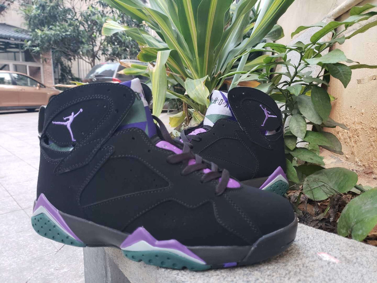 Air Jordan 7 High-Top Sneakers Black Purple Green