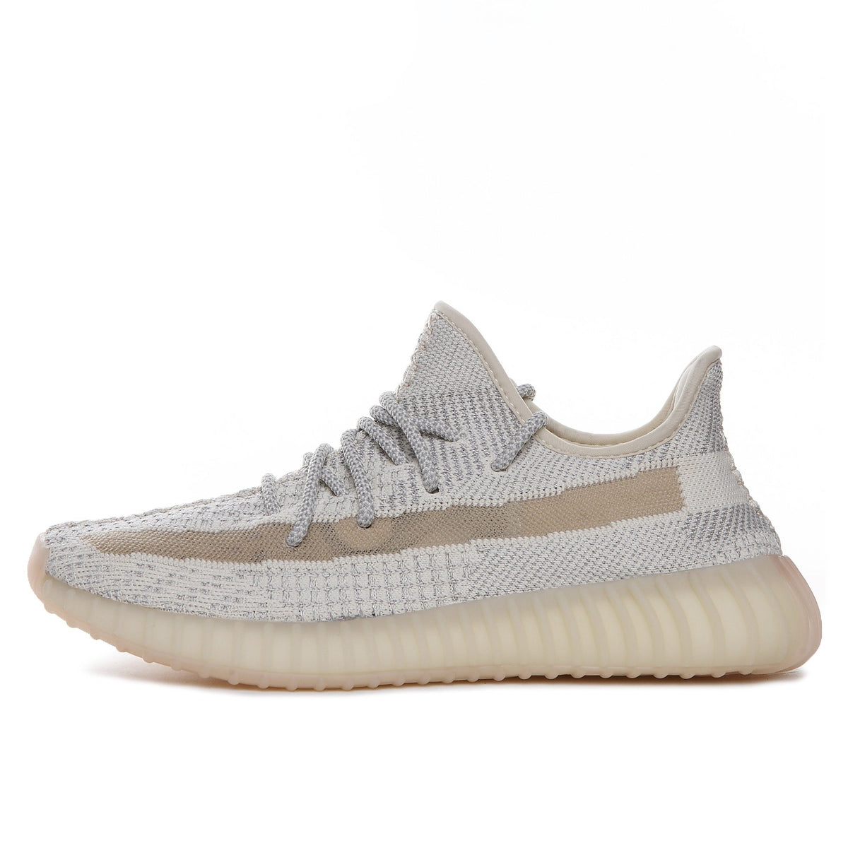 Yeezy 350 V2 Knit Sneakers in Light Gray and Cream