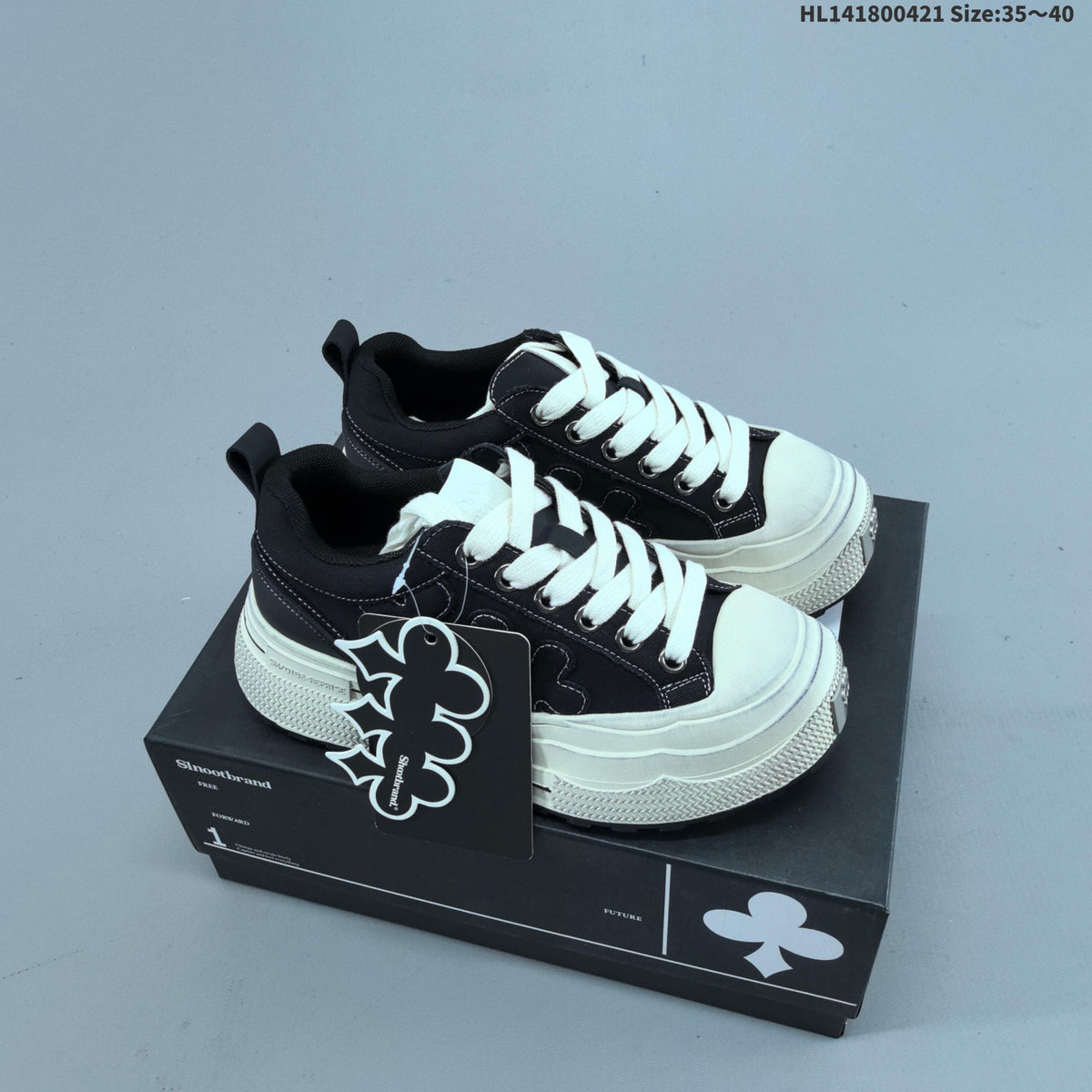 SHOOT BRAND Black and White Platform Sneakers HL141800421