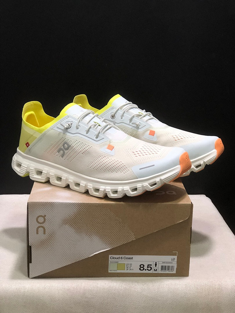 On Cloud 6 Coast Sneakers in Ivory, Yellow and Orange