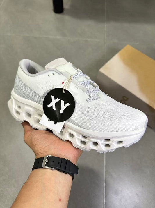 On Running White and Gray Running Sneakers