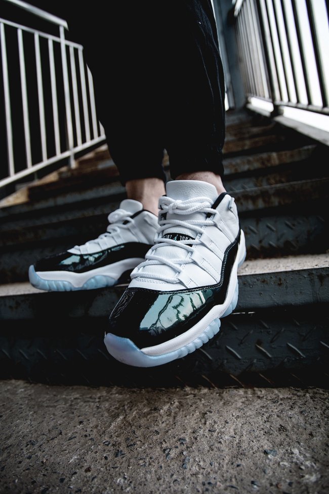 Air Jordan 11 Iridescent Sneakers in White and Black