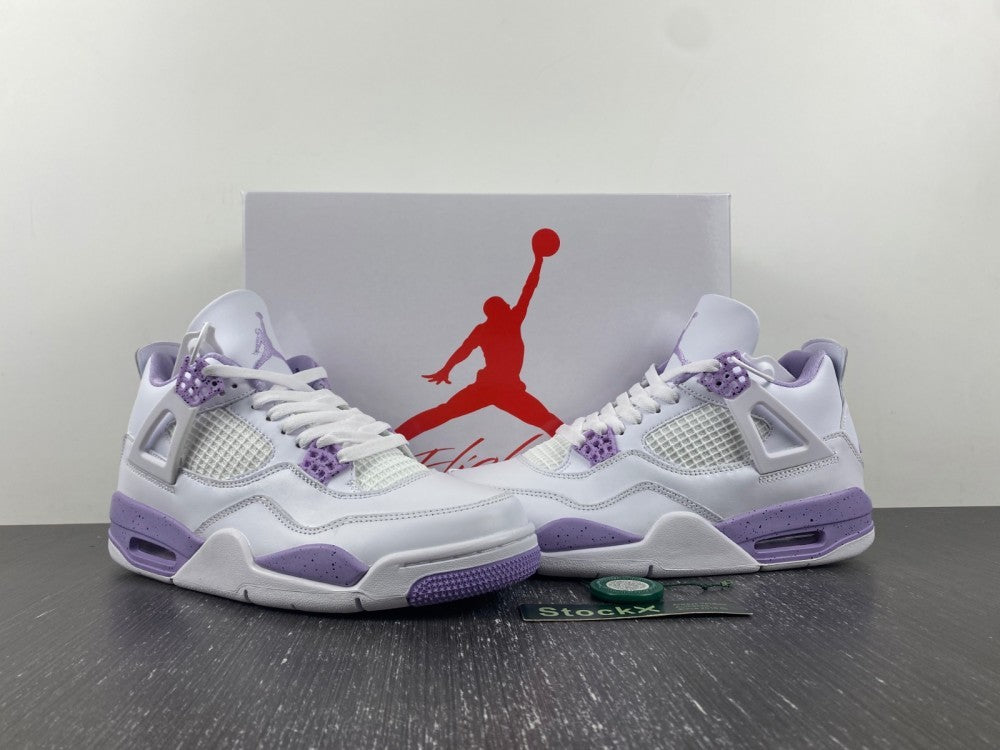 Air Jordan 4 Retro White and Purple Sneakers CT8527-115