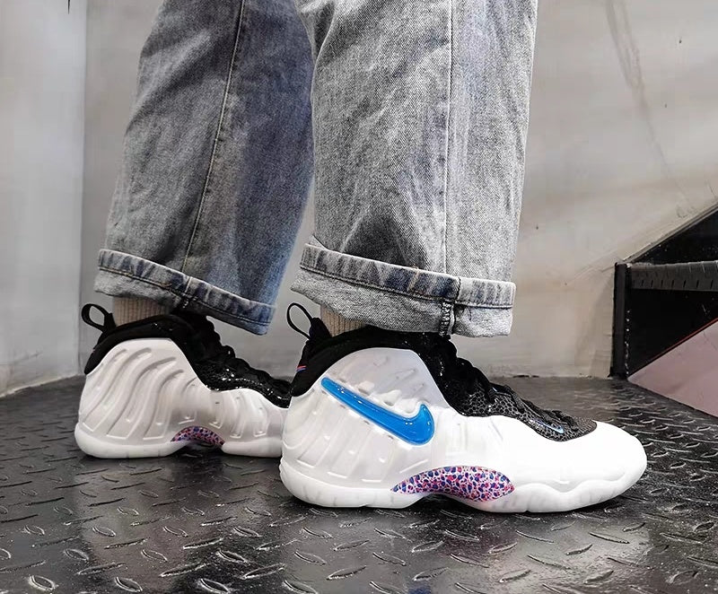 Nike Air Foamposite One White and Blue Basketball Shoes