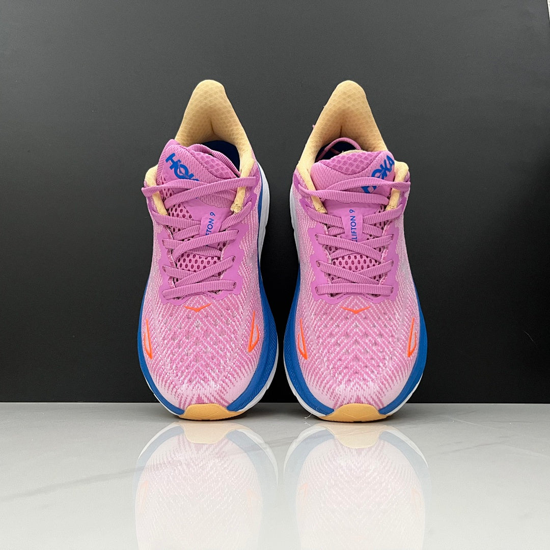 HOKA Clifton 9 Running Shoes, Pink and Blue