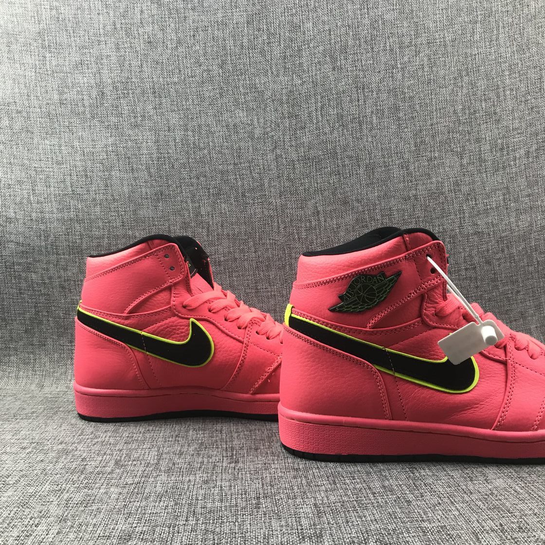 Air Jordan 1 Mid Sneakers Pink Black Volt AQ9131-600