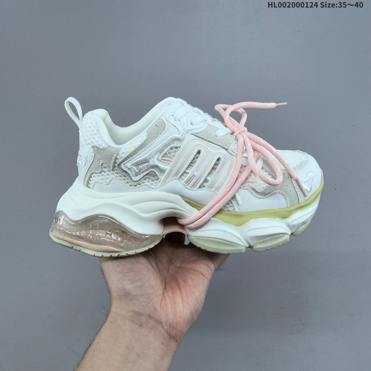 GGCC Chunky Low-Top Sneakers in White and Lime