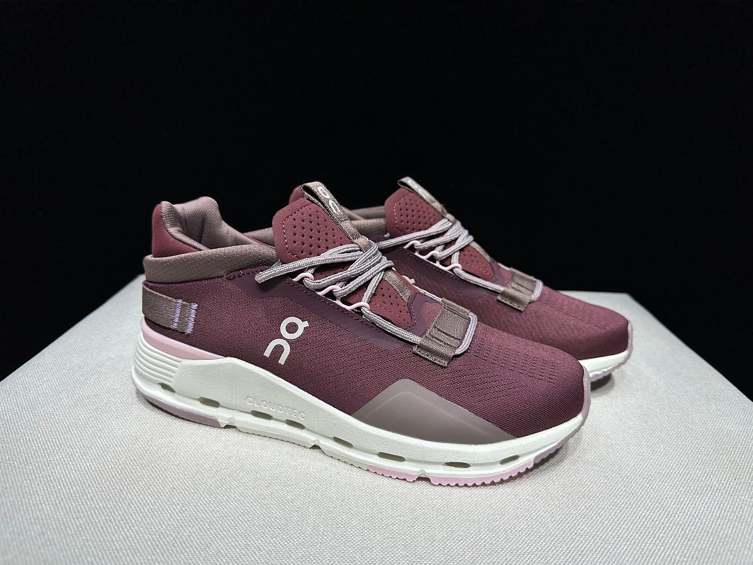 On Cloudnova 2 Sneakers in Maroon and Peony