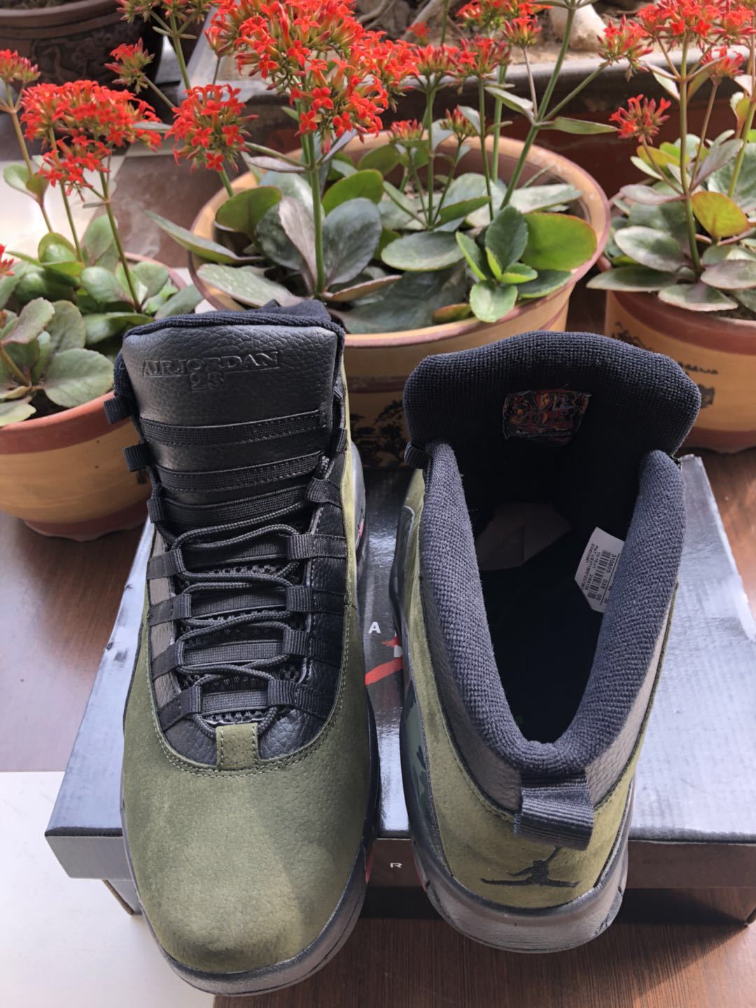 Air Jordan 10 High-Top Sneakers in Olive Camo