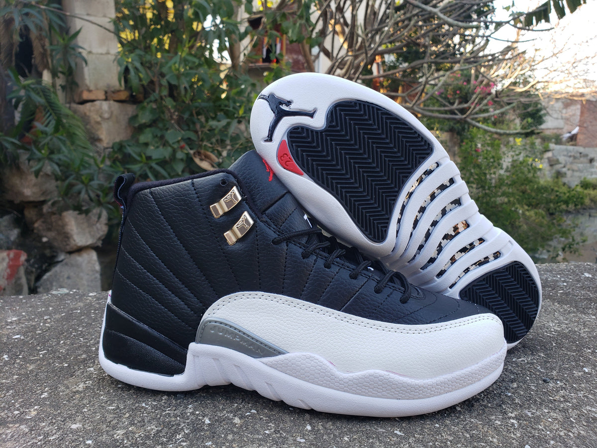 Jordan 12 Retro Playoffs Black and White High-Top Sneakers