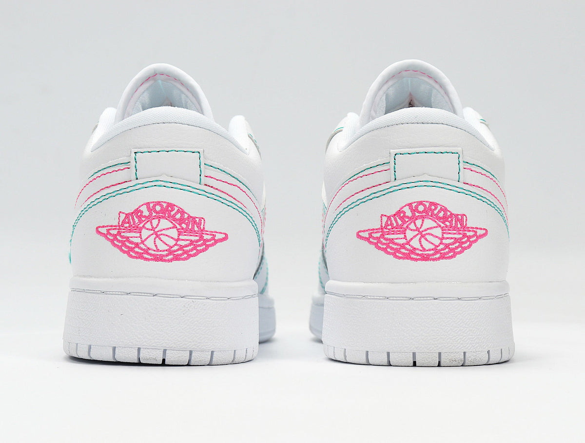 Jordan 1 Low White Pink Sneakers Style 554723-101