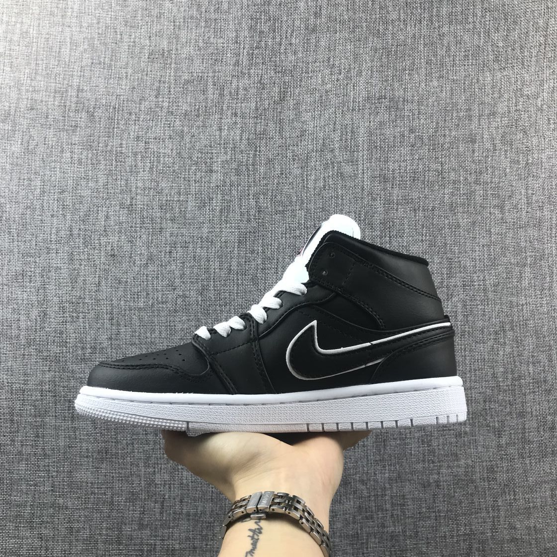 Air Jordan 1 Mid Black and White Sneakers 852542-016